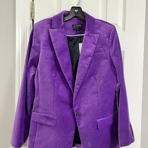 J. Crew Willa Blazer Stretch Velvet - Violet, Size 8